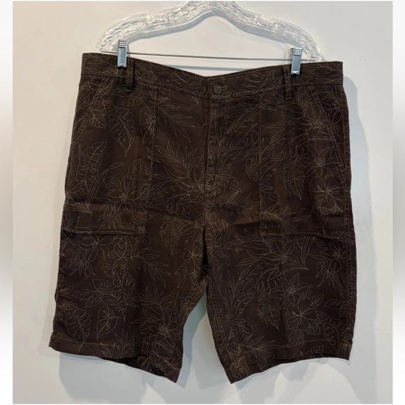 Old Navy Brown Linen Hawaiian Tropical Print 11” Shorts Mens Size 40‎ (1883) - Picture 1 of 3